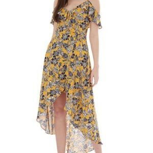 NWT BCX BYER MUSTARD FLORAL HIGH LOW DRESS M ANTHROPOLOGIE